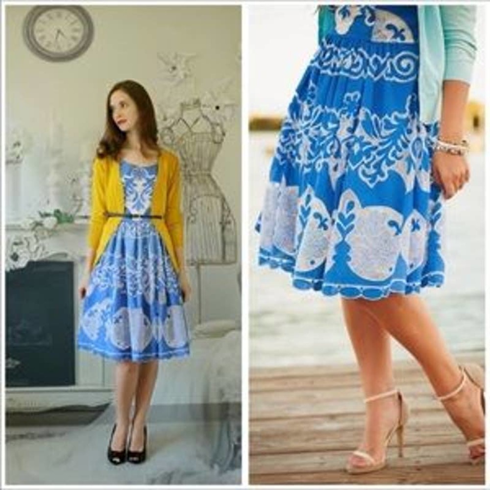 Anthropologie Plenty by Tracy Reese Azure Blue White Lace Dress Sz 2